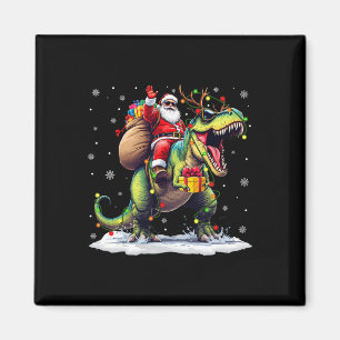Santa Riding Dinosaur T Rex Christmas Boys Men Xma Magnet