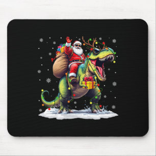 Santa Riding Dinosaur T Rex Christmas Boys Men Xma Mouse Mat