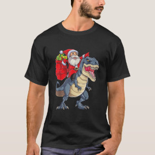 Santa Riding Dinosaur T rex Christmas Gifts Boys M T-Shirt