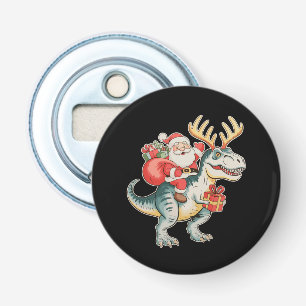 Santa Riding Dinosaur T-Rex Christmas Xmas Holiday Bottle Opener