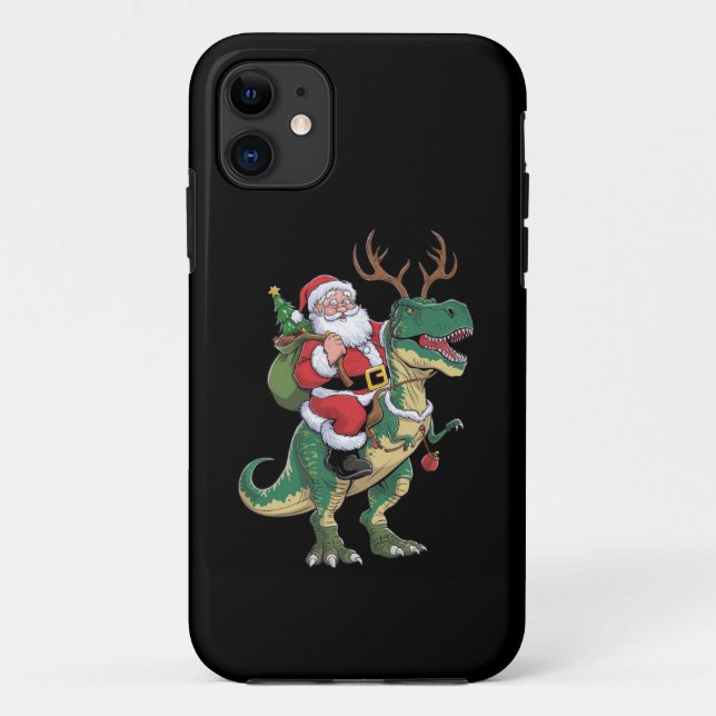 Santa Riding Dinosaur T-Rex Christmas Xmas Squad Case-Mate iPhone Case (Back)