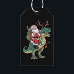 Santa Riding Dinosaur T-Rex Christmas Xmas Squad Gift Tags<br><div class="desc">Santa Riding Dinosaur T-Rex Christmas Xmas Squad</div>