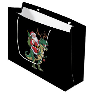 Santa Riding Dinosaur T-Rex Christmas Xmas Squad Large Gift Bag