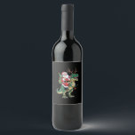 Santa Riding Dinosaur T-Rex Christmas Xmas Squad Wine Label<br><div class="desc">Santa Riding Dinosaur T-Rex Christmas Xmas Squad</div>
