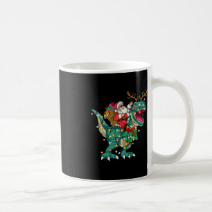 Santa Riding Dinosaur T rex Deer Kids Boys Men Chr Coffee Mug