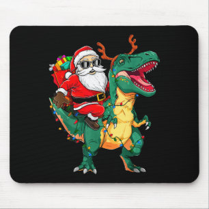 Santa Riding Dinosaur T Rex Funny Christmas Kids B Mouse Mat