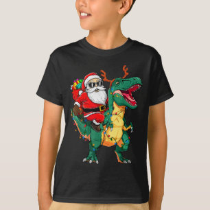 Santa Riding Dinosaur T Rex Funny Christmas Kids B T-Shirt