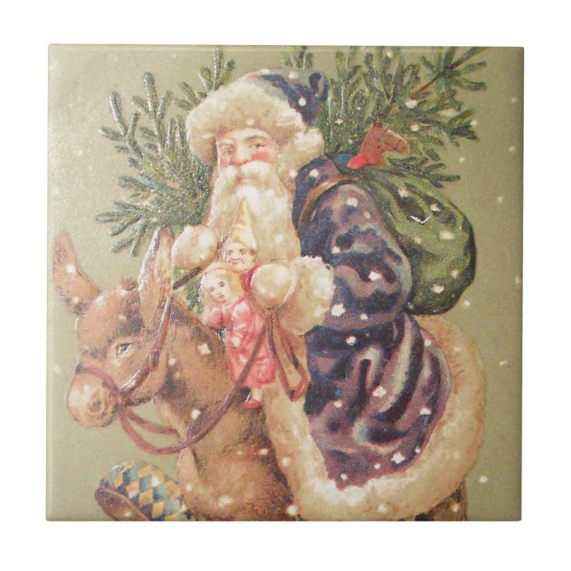 Santa Riding Donkey Tile (Front)