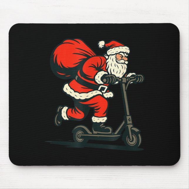 Santa Riding Electric Scooter  Mouse Mat (Front)