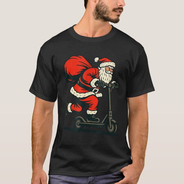 Santa Riding Electric Scooter  T-Shirt (Front)