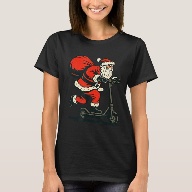 Santa Riding Electric Scooter  T-Shirt (Front)