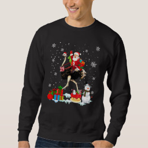 Santa Riding Emu Bird Christmas Pajama Family Snow Sweatshirt