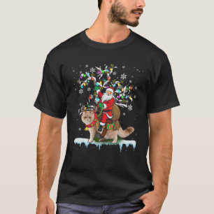 Santa Riding Exotic Shorthair Xmas Tree Santa Cat T-Shirt