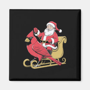 Santa Riding Giant Cardinal Bird For Christmas Lov Magnet