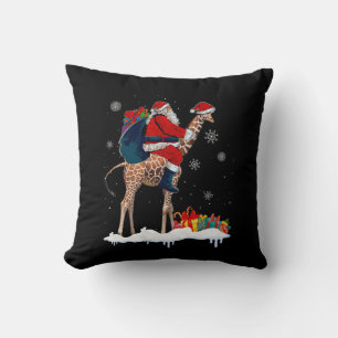 Santa Riding Giraffe Christmas Pajama Santa Lover Cushion