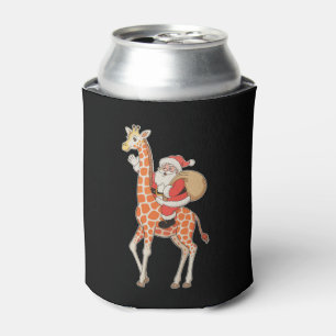 Santa Riding Giraffe Christmas Xmas Holiday Season Can Cooler