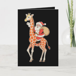 Santa Riding Giraffe Christmas Xmas Holiday Season Card
