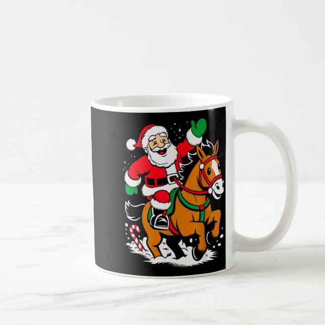 Santa Riding Horse Funny Equestrian Christmas Xmas Coffee Mug (Right)