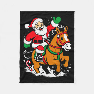 Santa Riding Horse Funny Equestrian Christmas Xmas Fleece Blanket