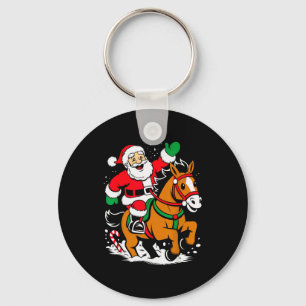 Santa Riding Horse Funny Equestrian Christmas Xmas Key Ring