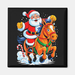 Santa Riding Horse Funny Equestrian Christmas Xmas Magnet