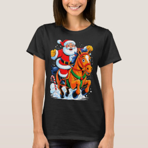 Santa Riding Horse Funny Equestrian Christmas Xmas T-Shirt