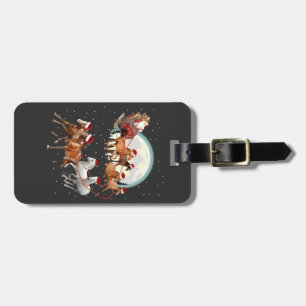 Santa Riding Horses Horse Sleigh Equestrian  Luggage Tag