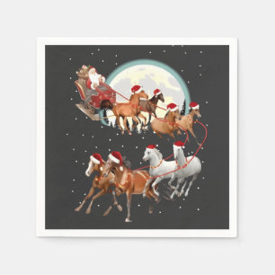 Santa Riding Horses Horse Sleigh Equestrian  Napkin