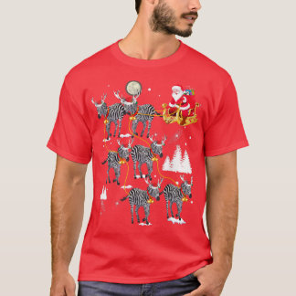 Santa Riding Kawaii Zebra Christmas Funny Kawaii Z T-Shirt