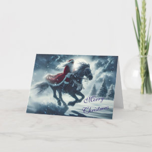 Santa Riding Like the Wind Christmas Card