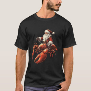 Santa Riding Lobster Funny Lobster Christmas Xmas  T-Shirt