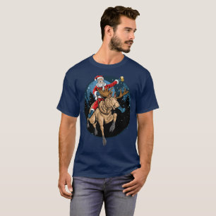 Santa Riding Moose Drinking Beer T-Shirt