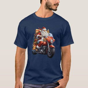 Santa Riding Moto: Christmas gift idea T-Shirt