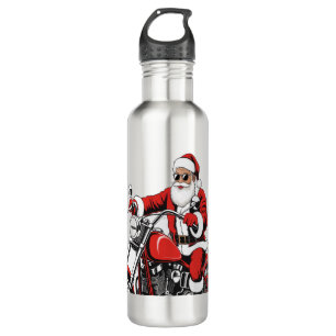 Santa Riding Motorcycle 710 Ml Water Bottle
