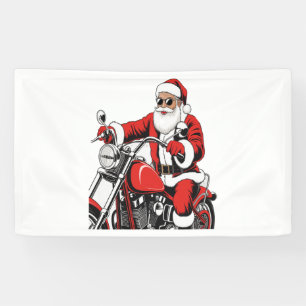 Santa Riding Motorcycle Banner