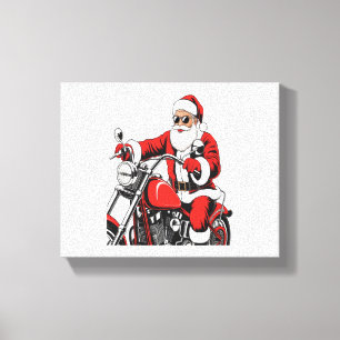 Santa Riding Motorcycle Canvas Print