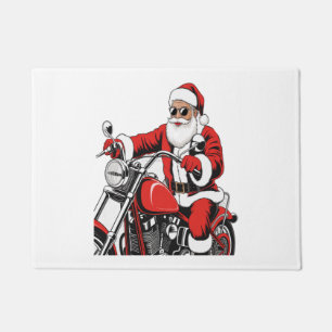 Santa Riding Motorcycle Doormat