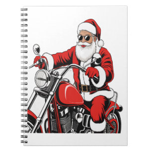 Santa Riding Motorcycle Notebook