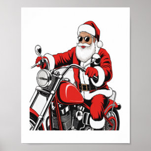 Santa Riding Motorcycle Poster