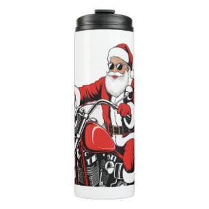 Santa Riding Motorcycle Thermal Tumbler