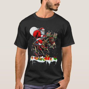 Santa Riding Mule Reindeer Xmas Farm Animal Lover T-Shirt