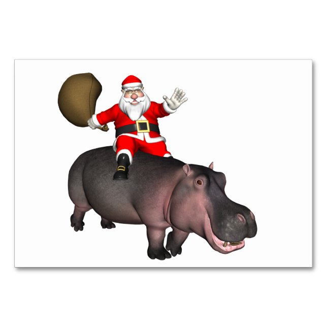 Santa Riding On Hippo Table Number (Front)