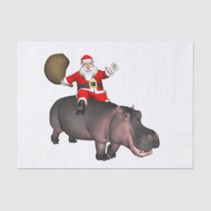 Santa Riding On Hippo Tissue Paper