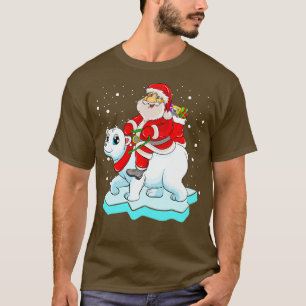 Santa Riding Panda Bear Merry Christmas Xmas T-Shirt