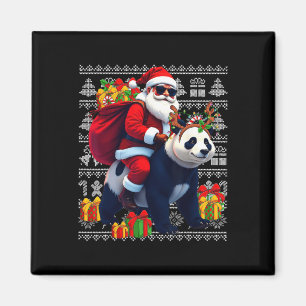 Santa Riding Panda Christmas Lights Ugly Christmas Magnet