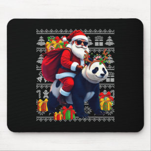Santa Riding Panda Christmas Lights Ugly Christmas Mouse Mat