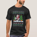 Santa Riding Panda Tree Lights Ugly Christmas Swea T-Shirt<br><div class="desc">Santa Riding Panda Tree Lights Ugly Christmas Sweater</div>