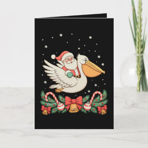 Santa Riding Pelican Bird Christmas Xmas Holiday Card