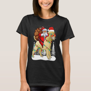 Santa Riding Poodle Dog with Hat Claus Christmas T-Shirt