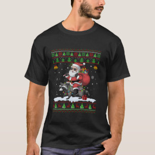 Santa Riding Racoon Christmas Sweater Style Ugly